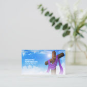 Moderne Christelijke Pastor Cross Cloudscape QR-co Visitekaartje (Staand voorkant)