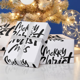 Moderne Christelijke Religieuze Kerstbelettering Cadeaupapier