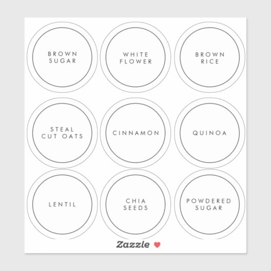 Moderne Circle Kitchen en Pantry Storage Labels (Vel)