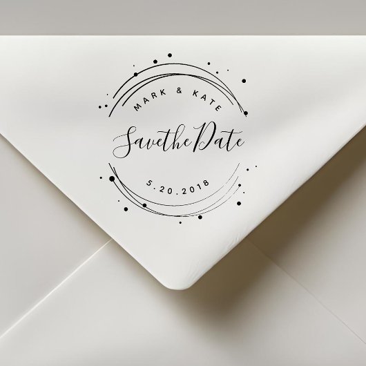 Moderne Circulaire Custom Save the Date Wedding Rubberstempel