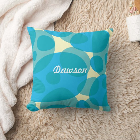 Moderne cirkel Abstract Aqua Blue en Yellow Pillow Kussen (Deken)