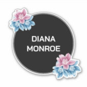 Moderne cirkel bloemenkrans elegant sticker (Voorkant)