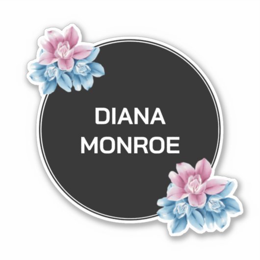 Moderne cirkel bloemenkrans elegant sticker (Voorkant)