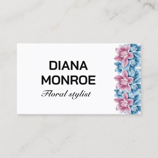 Moderne cirkel bloemenkrans elegant visitekaartje (Voorkant)