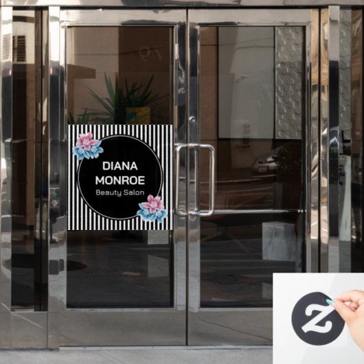 Moderne cirkel bloemenkrans elegante gepersonalise raamsticker (Kantoordeur)