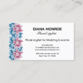 Moderne cirkel bloemenkrans zwart & wit gestreept visitekaartje (Achterkant)