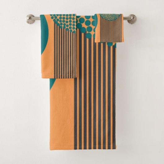 Moderne cirkels en lijnen halverwege de eeuw bad handdoek (Insitu)