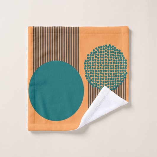 Moderne cirkels en lijnen halverwege de eeuw bad handdoek (Wasdoekje)