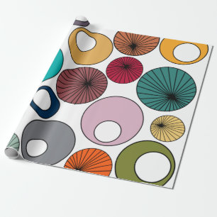 Moderne cirkels halverwege de eeuw cadeaupapier