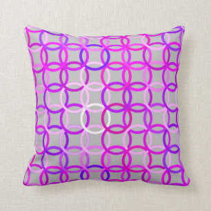 Moderne cirkels, roze, violet en grijs kussen