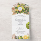 Moderne citroen Citrus bruiloft All In One Uitnodiging (Binnen)