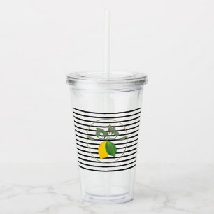 Moderne citroen limoen Limoncillo strepen monogram Acryl Drinkbeker