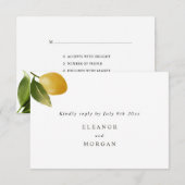 Moderne citroen waterverf bruiloft RSVP Kaart (Voorkant / Achterkant)