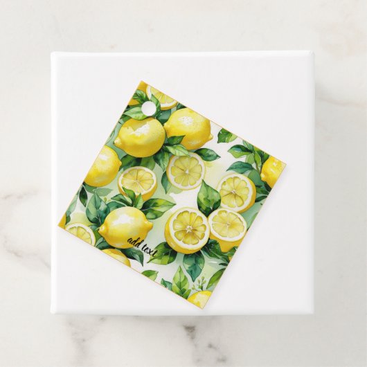 Moderne citroenblauwe bloemenscript bruidsdouche bedankjes labels (In situ)