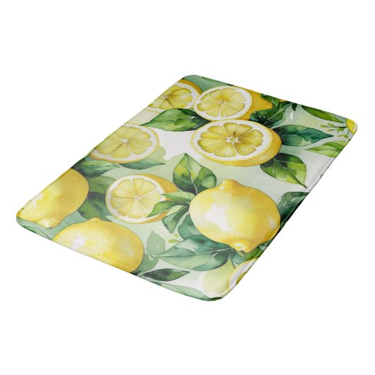 Moderne citroenblauwe bloemenscript bruidsshower badmat (Gekanteld)