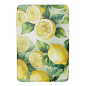 Moderne citroenblauwe bloemenscript bruidsshower badmat (Voorkant Verticaal)