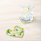 Moderne citroenblauwe bloemenscript bruidsshower kartonnen onderzetters (Insitu)