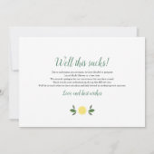 Moderne citroenen bruidsmeisjeduivende feest aanko kaart (Achterkant)