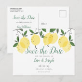 Moderne citroenen Elegante bewaar de datum Briefkaart (Voorkant / Achterkant)