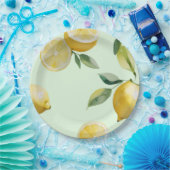 Moderne citroengele bloemrijke script bruidsshower papieren bordje (Feest)