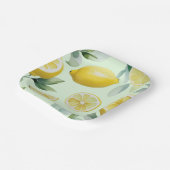Moderne citroengele bloemscript bruidsshower papieren bordje (Gebogen)