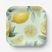 Moderne citroengele bloemscript bruidsshower papieren bordje (Voorkant)