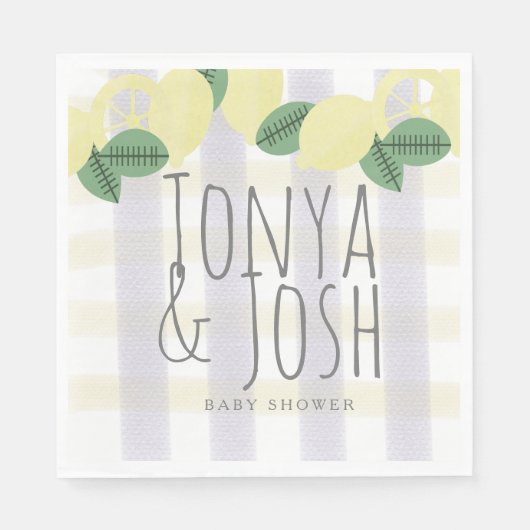 Moderne citroenslingers citrus geel grijs servet (Voorkant)