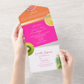 Moderne Citrus Fruit Bruiloft All In One Uitnodiging (Afscheurbaar)
