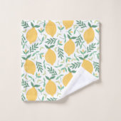 Moderne Citrus Geel Groene Bladeren Monogram Bad Handdoek (Wasdoekje)