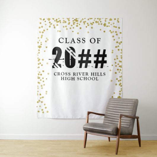 Moderne CLASS MET 20XX Gold Confetti Photo Backdro Wandkleed (In situ)