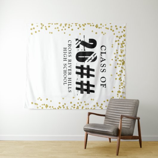Moderne CLASS MET 20XX Gold Confetti Photo Backdro Wandkleed (In Situ (horizontaal))