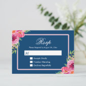 Moderne Classé Violet Rose Floral Marine Bleu RSVP (Debout devant)