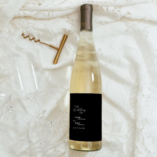 Moderne classic Black Weddenschap Wine Label Wijn Etiket