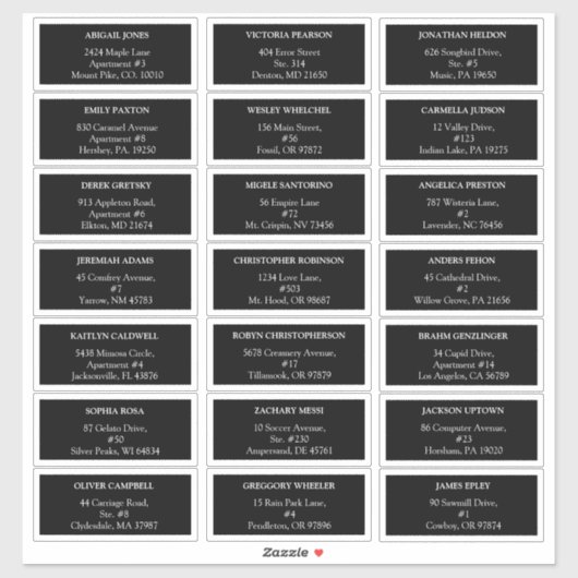 Moderne Classic Black Wedding adresetiketten Sticker (Vel)