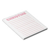 Moderne Classic Cute Pink Typographic Kinder Teach Notitieblok (Schuin)