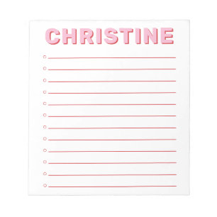 Moderne Classic Cute Pink Typographic Kinder Teach Notitieblok