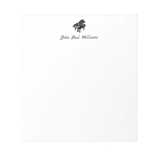Moderne Classic Grand Piano Music Calligraphy Name Notitieblok (Voorkant)