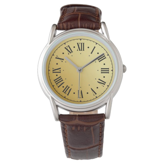 Moderne classique classique Montre en Cuir Brown (devant)