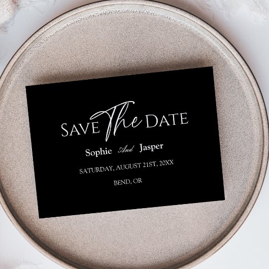 Moderne Classique Noir Mariage Plat Save The Date