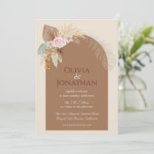 Moderne Classy Boho Rustiek Beige Bruin Bruiloft Kaart (Staand voorkant)