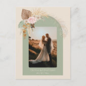 Moderne Classy Boho Rustiek Beige Mint Bruiloft Briefkaart (Voorkant)