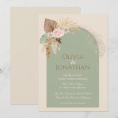 Moderne Classy Boho Rustiek Beige Mint Bruiloft Kaart (Voorkant / Achterkant)