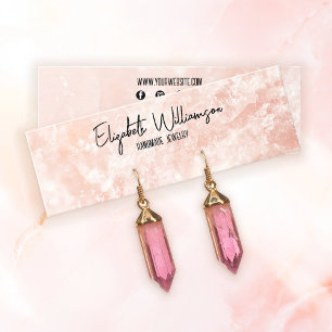 Moderne Classy Roze Roze Kwarts Sieraden Display Mini Visitekaartje