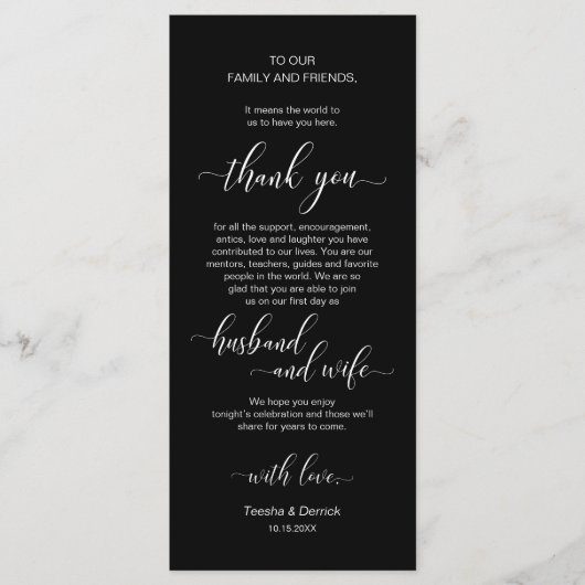 Moderne Classy Trouwplaats Het plaatsen Dank u Kaa Programma (Voorkant)
