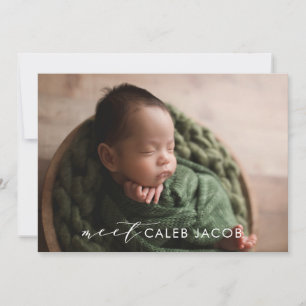 Moderne Clean Big Photo Meet Faire-part de naissan