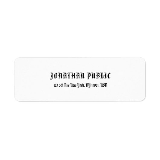 Moderne Clean Elegant Wit Professionele Sjabloon Etiket (Voorkant)