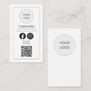 Moderne Clean White QR Code Social Media Visitekaartje