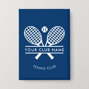 Moderne clubnaam tennis team blauw aangepast button