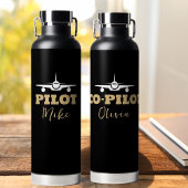 Moderne CO-PILOT Typografie, Goud Zwart, Aangepast Waterfles