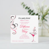 Moderne Cocktail Engagement Party (hot-roze) Kaart (Staand voorkant)